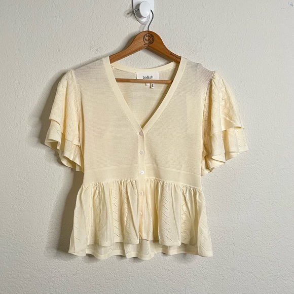 Ba&sh Acacio Pointelle Cardigan Top - Picture 7 of 11